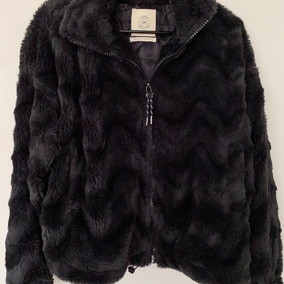 Urban Outfitters Women’s Faux Fur Jacket Zipper Front (Dark Green) - Picture 4 of 5